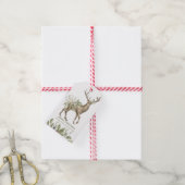 Mooie deer met bloemen | Vrolijk kerstfeest Cadeaulabel (Met Touw)