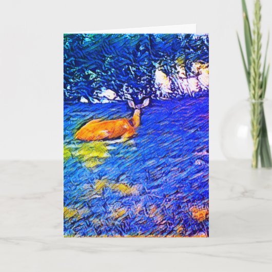 Mooie Deer Napping op het gras, Birthday Kaart (Voorkant)