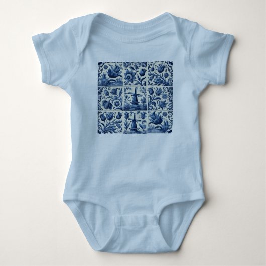 Mooie Delfts Tegel Baby Bodysuit (Voorkant)