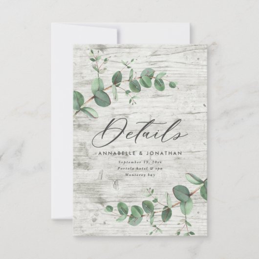 Mooie delicate details van de eucalyptusbruiloft R RSVP Kaartje (Voorkant)