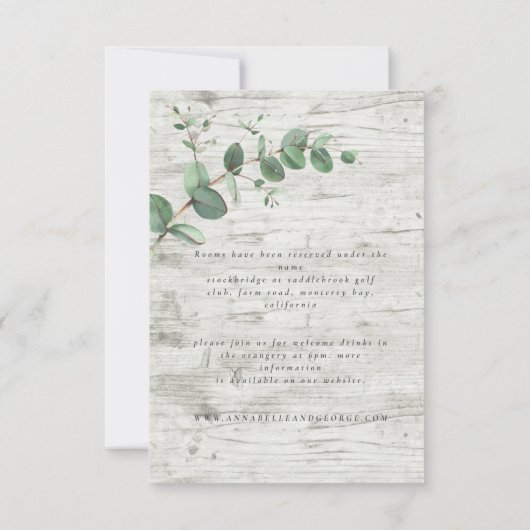 Mooie delicate details van de eucalyptusbruiloft R RSVP Kaartje (Achterkant)