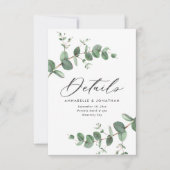 Mooie delicate details van het eucalyptushuwelijk RSVP kaartje (Voorkant)