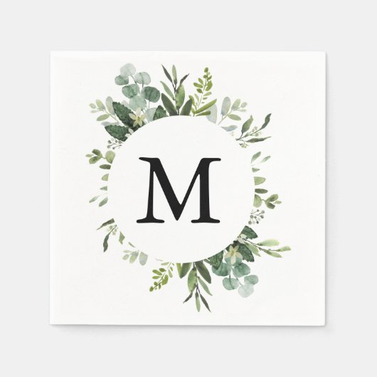 Mooie Delicate Eucalyptusblad Bruiloft Servet (Voorkant)