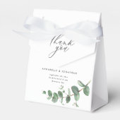 Mooie, delicate eucalyptusbruinbruiloft bedankdoosjes (Voorkant Zijde)