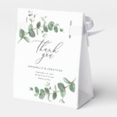 Mooie, delicate eucalyptusbruinbruiloft bedankdoosjes (Achterkant)