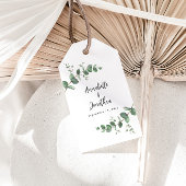 Mooie, delicate eucalyptusbruinbruiloft cadeaulabel