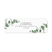 Mooie, delicate eucalyptusbruinbruiloft etiket (Voorkant)