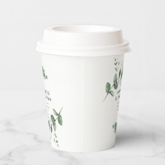 Mooie, delicate eucalyptusbruinbruiloft papieren bekers (Rechts)