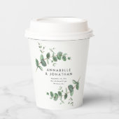 Mooie, delicate eucalyptusbruinbruiloft papieren bekers (Voorkant)