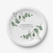 Mooie, delicate eucalyptusbruinbruiloft papieren bordje (Voorkant)