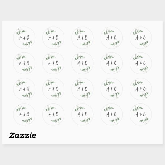 Mooie, delicate eucalyptusbruinbruiloft ronde sticker (Vel)