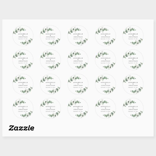 Mooie, delicate eucalyptusbruinbruiloft ronde sticker (Vel)