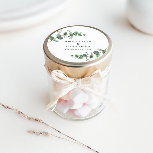 Mooie, delicate eucalyptusbruinbruiloft ronde sticker