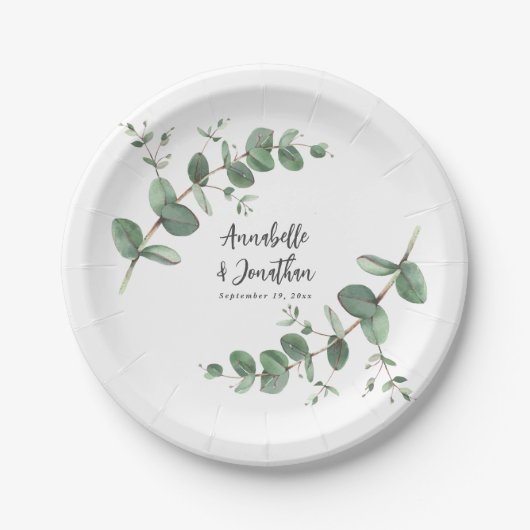 Mooie, delicate eucalyptusnaaldbruinplant papieren bordje (Voorkant)