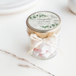 Mooie, delicate eucalyptuswitte bruiloft ronde sticker