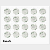Mooie, delicate eucalyptuswitte bruiloft ronde sticker (Vel)