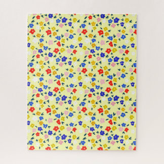 Mooie Delicate Mooie Bloemmotief op Pastelgeel Legpuzzel