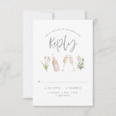 Mooie, delicate roze bloemroze bruidsmeisje bruilo RSVP kaartje (Achterkant)