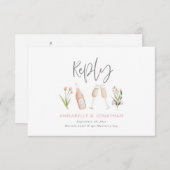 Mooie, delicate roze bloemroze bruidsmeisje bruilo RSVP kaartje (Voorkant / Achterkant)