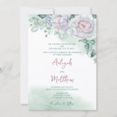 Mooie Delicate Waterverf Roos Bruiloft Kaart (Voorkant)