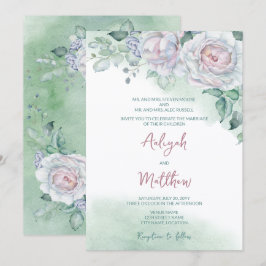 Mooie Delicate Waterverf Roos Bruiloft Kaart