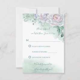 Mooie Delicate Waterverf Roze Huwelijks RSVP Kaart