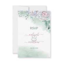 Mooie Delicate Waterverf Roze Huwelijks RSVP