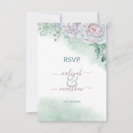 Mooie Delicate Waterverf Roze Huwelijks RSVP Kaart