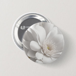 Mooie Delicate Witte Bloem Ronde Button 5,7 Cm