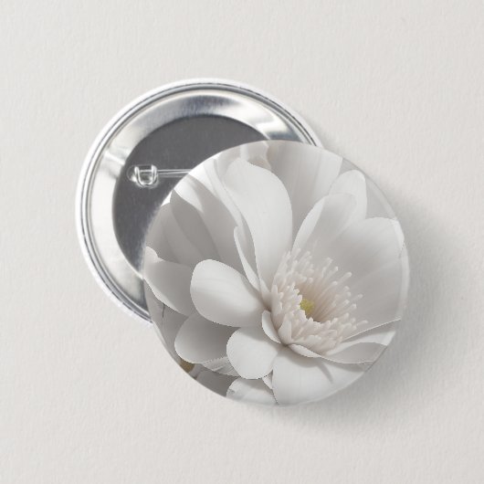 Mooie Delicate Witte Bloem Ronde Button 5,7 Cm (Voorkant /achterkant)