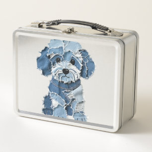 Mooie denim patchwork hondenillustratie