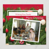 Mooie Dennen Takken Kerst Foto Feestdagenkaart (Voorkant / Achterkant)