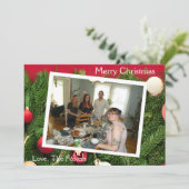 Mooie Dennen Takken Kerst Foto Feestdagenkaart (Staand voorkant)