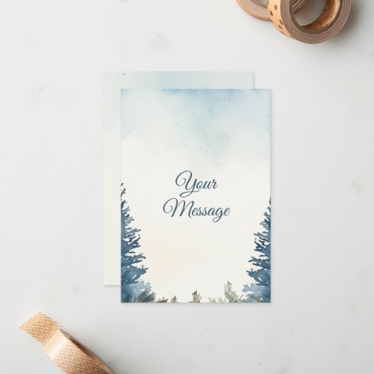 Mooie dennenbomen uw bericht vakantie notitiekaartje (Voorkant / Achterkant in situ)