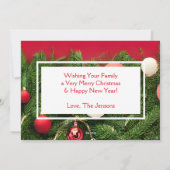 Mooie dennentakken Kerst foto Feestdagenkaart (Achterkant)