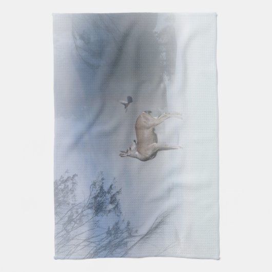 Mooie Der en Jay in de sneeuwbijl Theedoek (Verticaal)