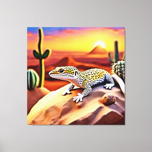 Mooie Desert luipaard Gecko Design Canvas Afdruk (Voorkant)