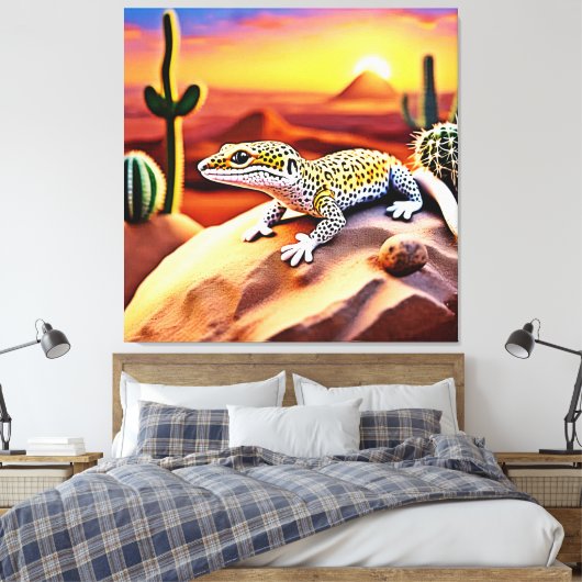 Mooie Desert luipaard Gecko Design Canvas Afdruk (Insitu (Slaapkamer))