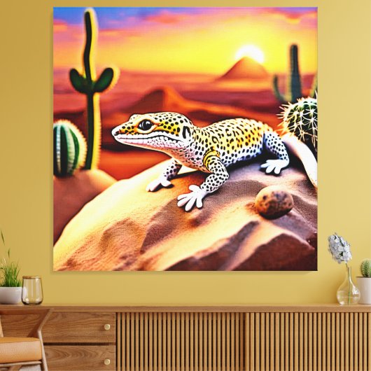 Mooie Desert luipaard Gecko Design Canvas Afdruk (Insitu (Woonkamer))