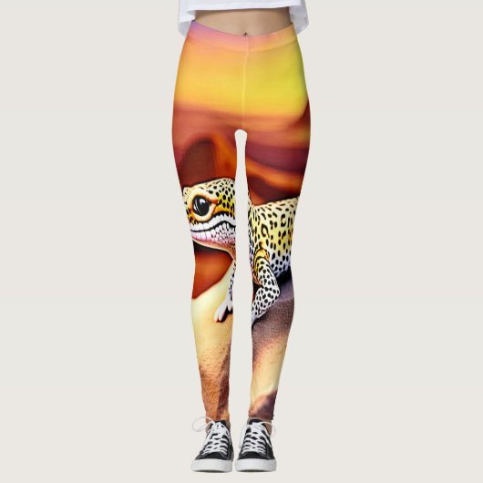 Mooie Desert luipaard Gecko Design Leggings (Voorkant)