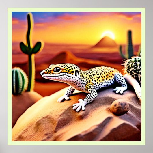 Mooie Desert luipaard Gecko Design Poster (Voorkant)