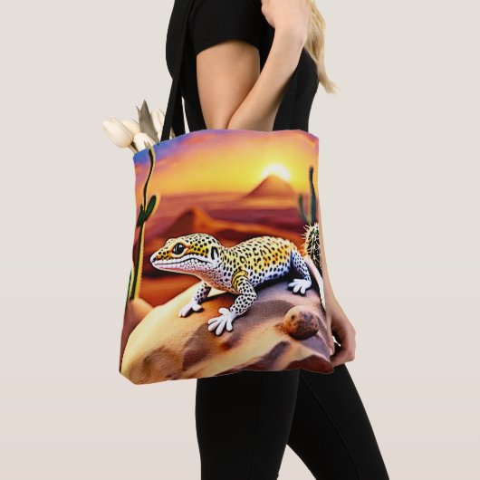 Mooie Desert luipaard Gecko Design Tote Bag (Dichtbij)