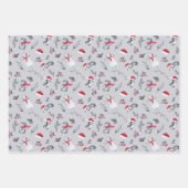 Mooie Design met rode en grijze Kerstmis op grijs Inpakpapier Vel (Voorkant 3)