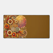Mooie Desk Mat | Honingraat en bloemontwerp (Voorkant)