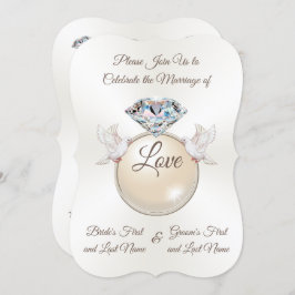 Mooie diamanten ring liefde vogel bruiloft uitnodi kaart