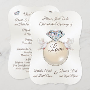 Mooie diamanten ring liefde vogel bruiloft uitnodi kaart