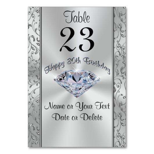 Mooie Diamond, Happy 80ste Verjaardag Tafel Kaarte Kaart (Voorkant)