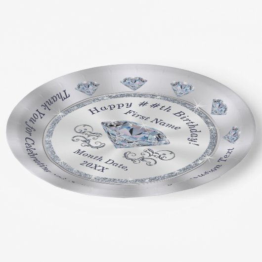 Mooie Diamond, Verjaardag Borden Gepersonaliseerd Papieren Bordje (Gekanteld)