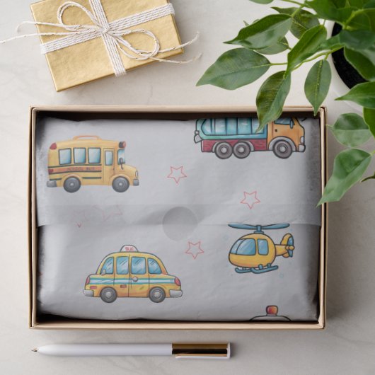 Mooie Dienstvoertuigen  Tissuepapier (Geschenk)