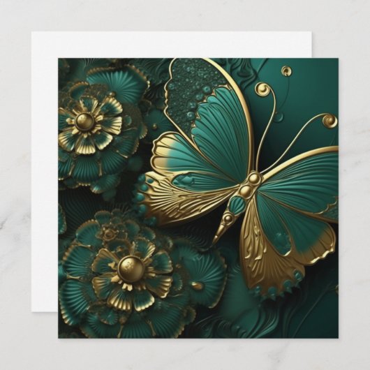 Mooie diepgroene & gouden vlinder (Voorkant / Achterkant)